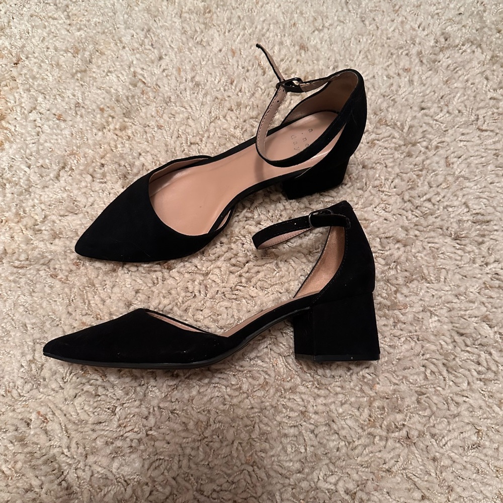 Black Ankle Strap Block Heels